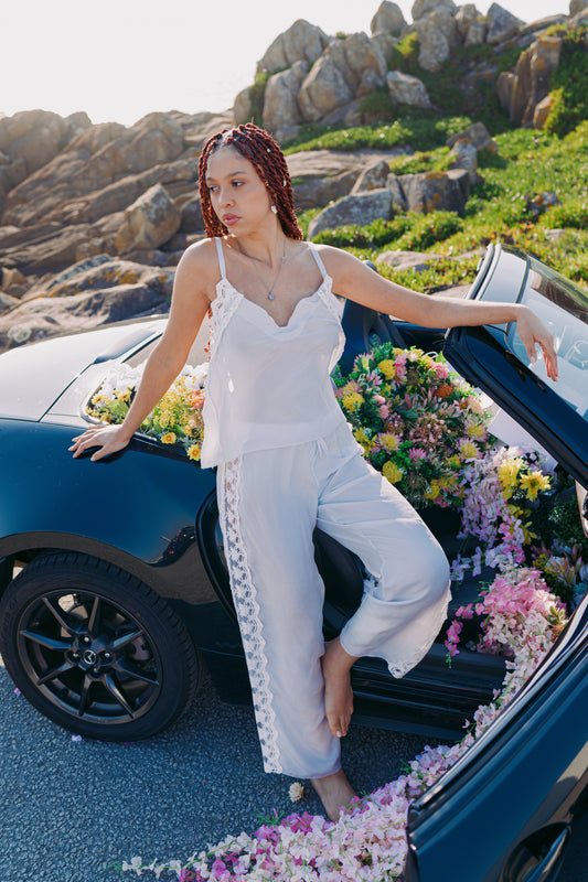 Calça Babydoll primavera em Seda 100% Natural | Corte Fluido e Conforto