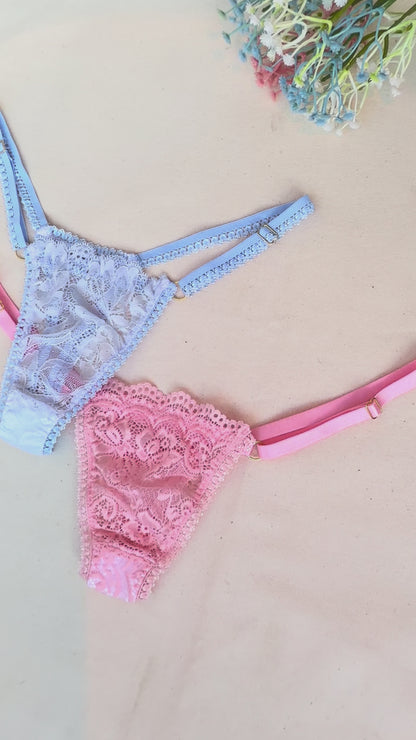 Cueca Fio Dental Primavera em Renda com Ajuste Regulável